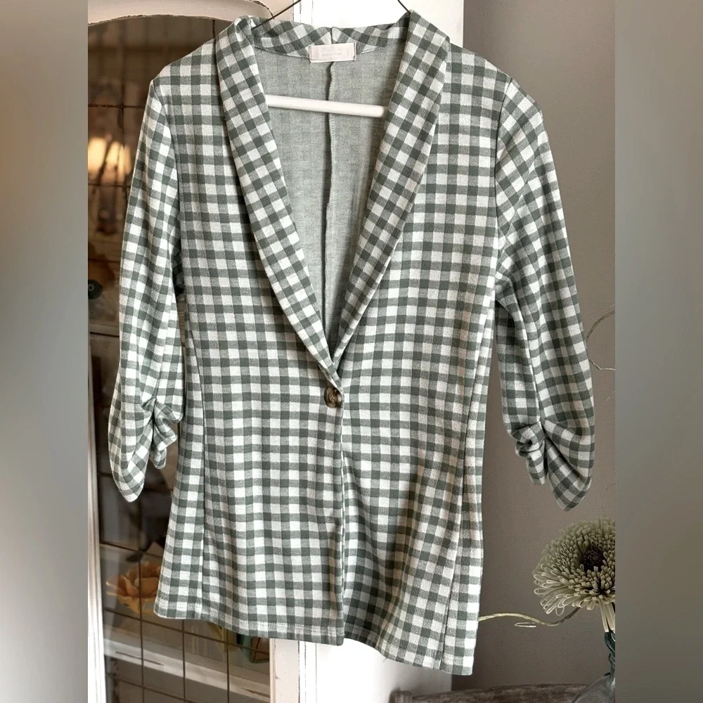 Alter’d State Gingham Blazer. Green Check | Lightweight | Jacket Women’s Sz-S